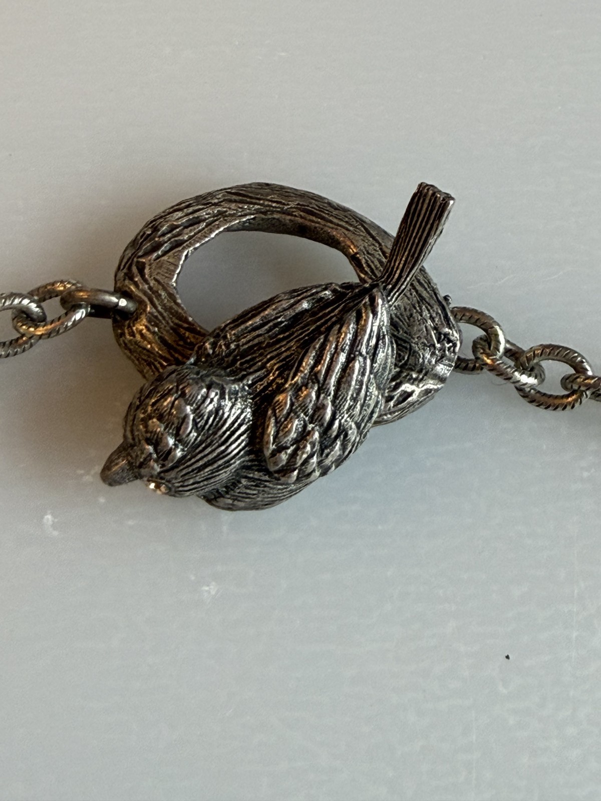 COOL Mary Demarco La Contessa Rhinestone Bird Bird’s nest Floral Necklace 16″