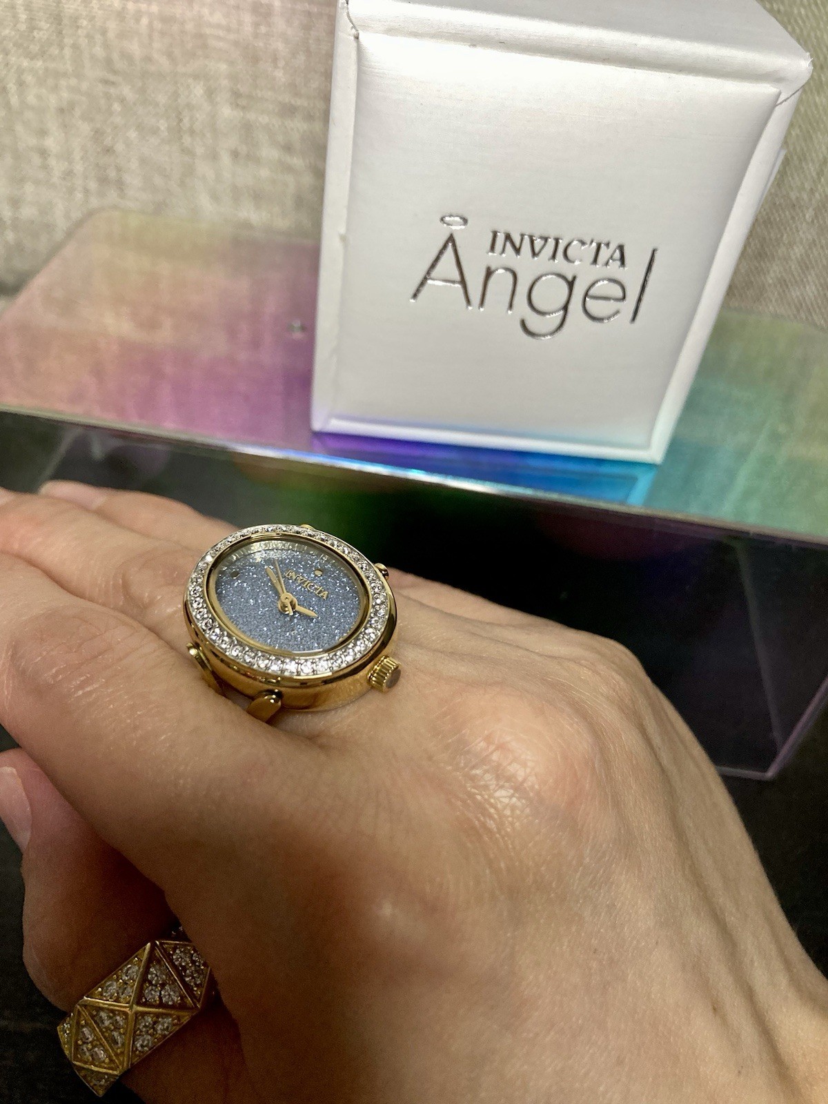 Invicta Women’s Ring Watch Mini Angel Lady Gold Tone – NEW