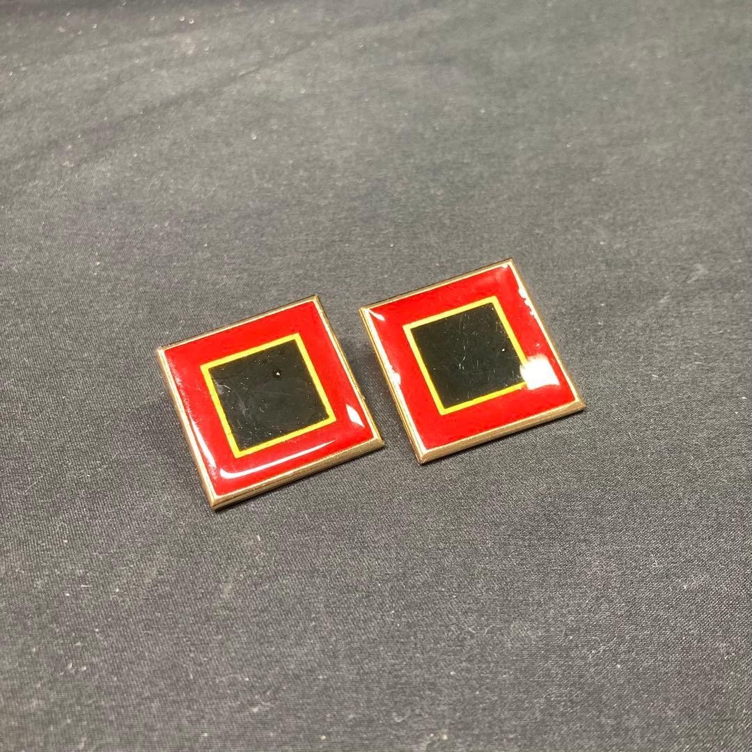 Yves Saint Laurent YSL Square Earrings Multicolor 3.1cm Deep Used From Japan