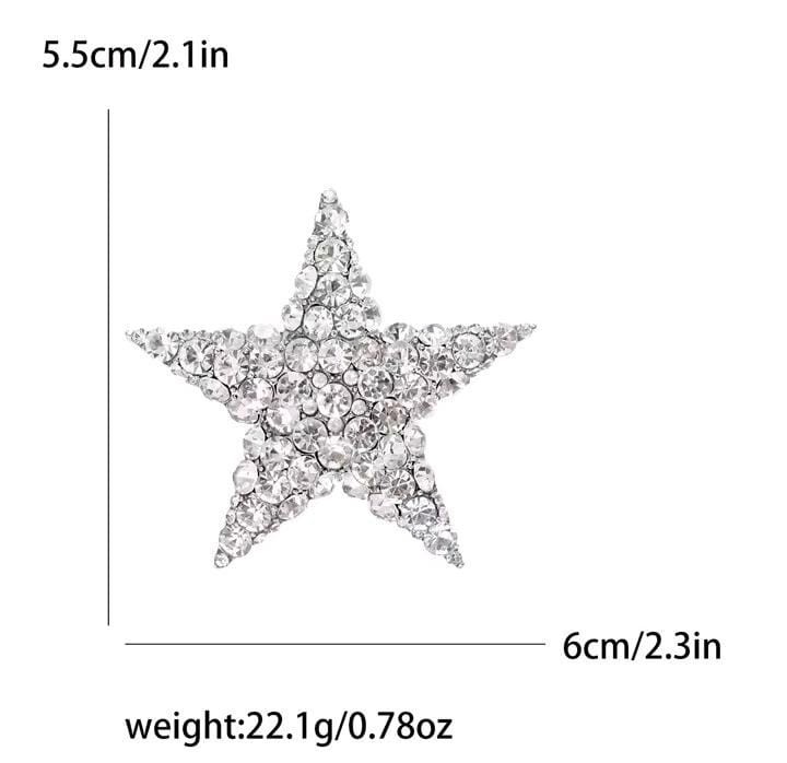 3PCS Star Brooch Pin Set Red White Blue Crystal Look Lapel Pin Unisex Clothing