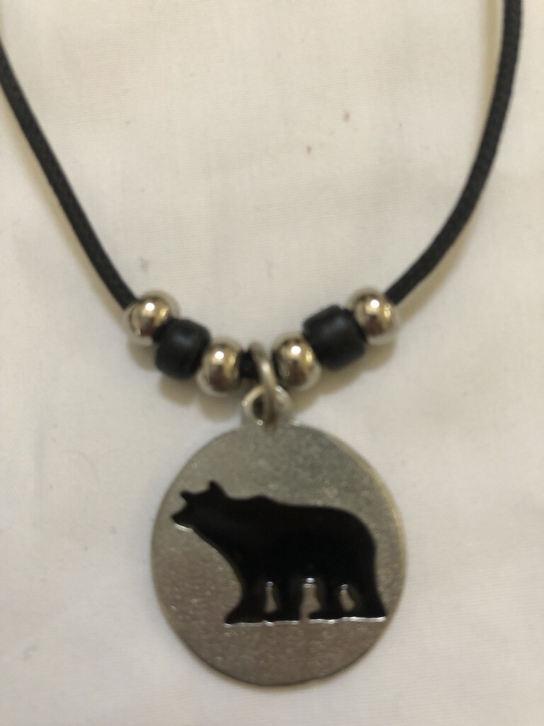 Made in USA Native American Hand Crafted Black Silver Necklace INVINCIBLE New