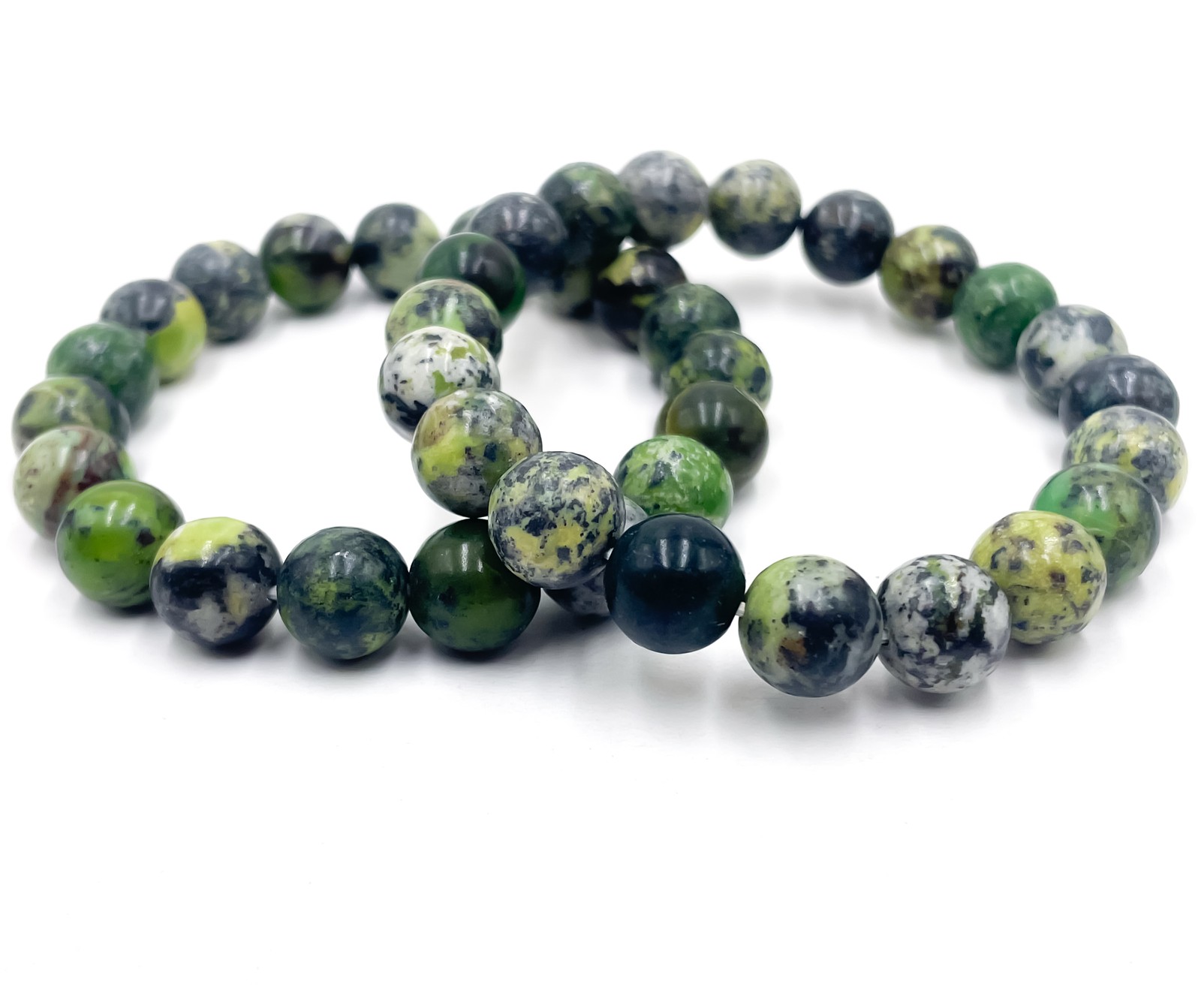 Green Chrysoprase Smooth Round Elastic Bracelet 4mm 5mm 6mm 8mm 10mm 7.5”Length