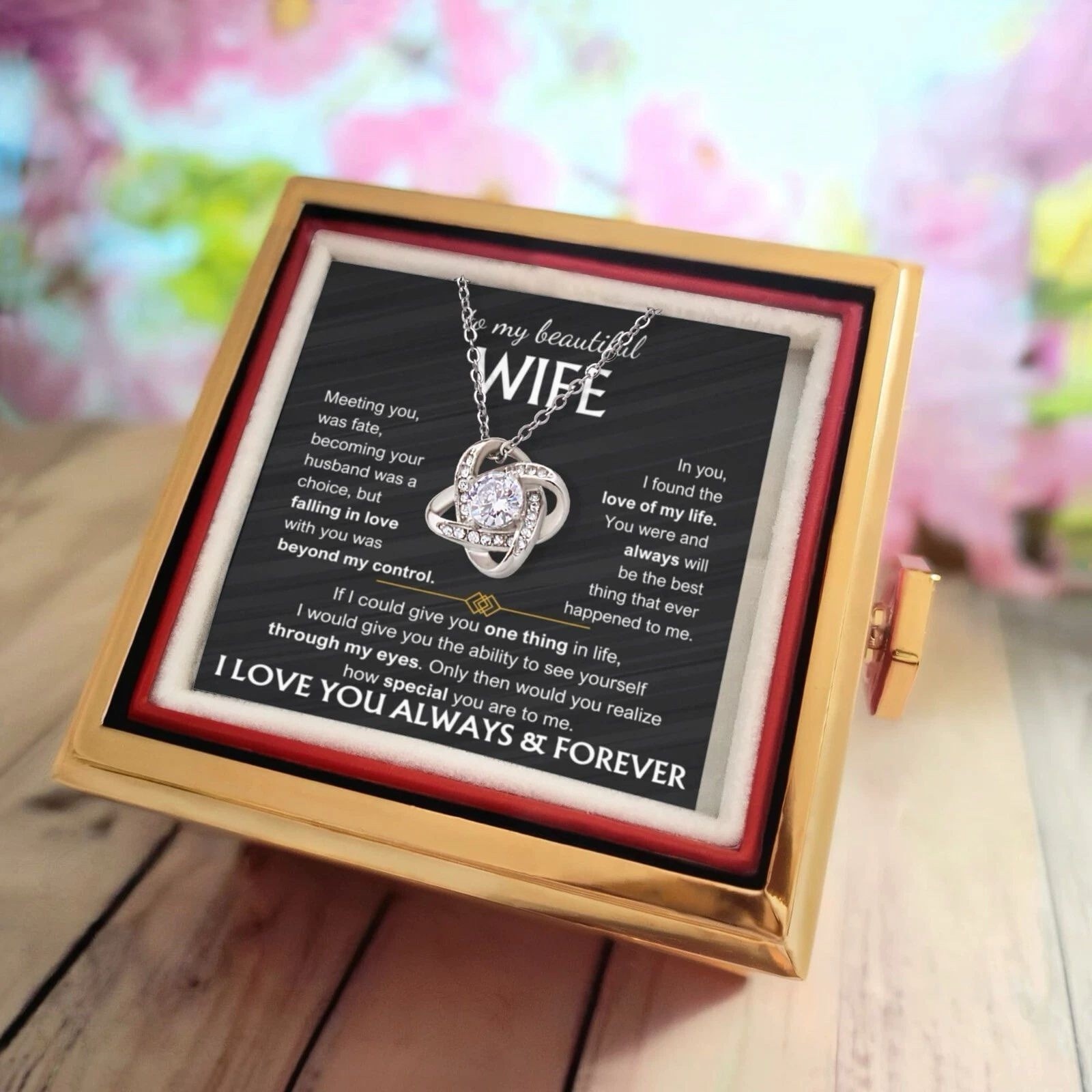 To My wife Love Knot Necklace Gift FOR birthday anniversary Valentine’s Day