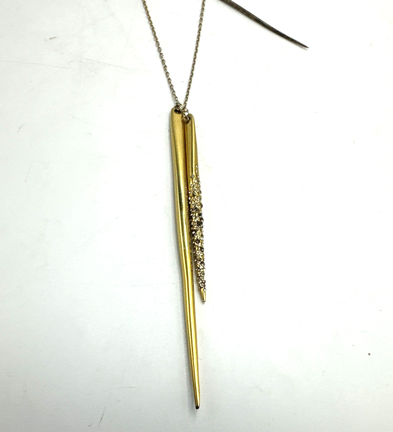 Alexis Bittar Gold Tone Crystal Rhinestone Multiple Spike Pendant Necklace