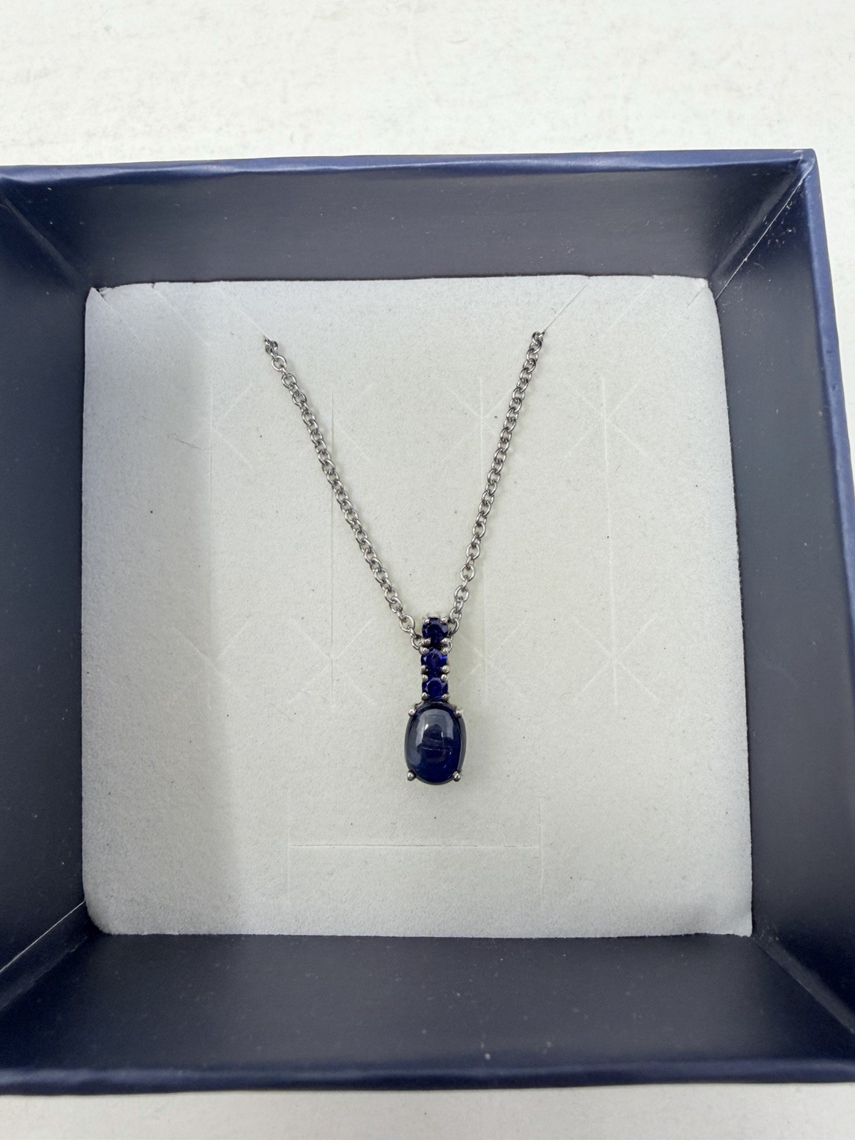 Shop LC Himalayan Kyanite/Lab Created Blue Sapphire Oval Pendant & Chain 5449