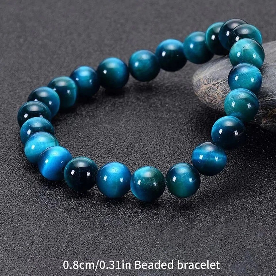 1Pc Blue Tiger Eye Stone Beaded Bracelet 6/8mm Natural Strand Jewelry