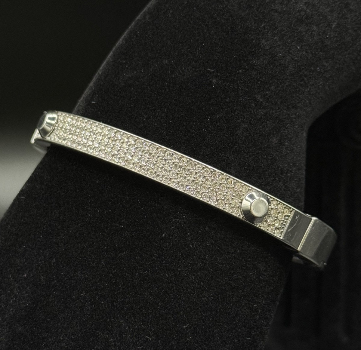 Michael Kors Astor Pave Silver-tone Crystal Hinged Bangle Bracelet