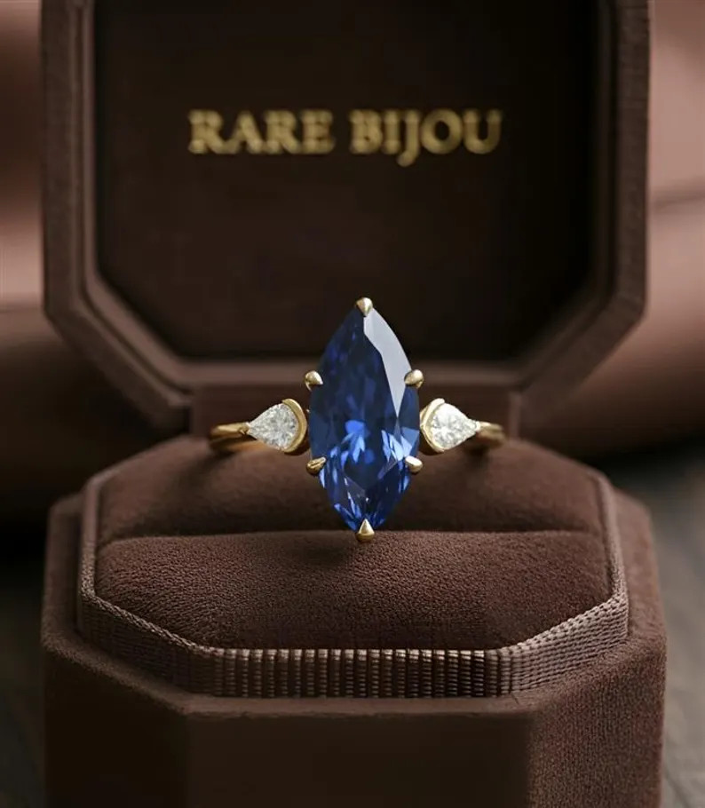 Lab Created Blue Topaz Ring, Base Metal: Brass Finish: Gold Plated, Gift