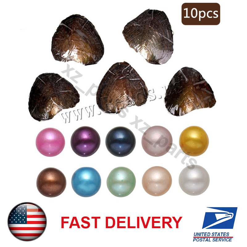 10PC Natural Akoya Pearl Oysters With Real Pearl 7-8mm Freshwater Pearl US Stock