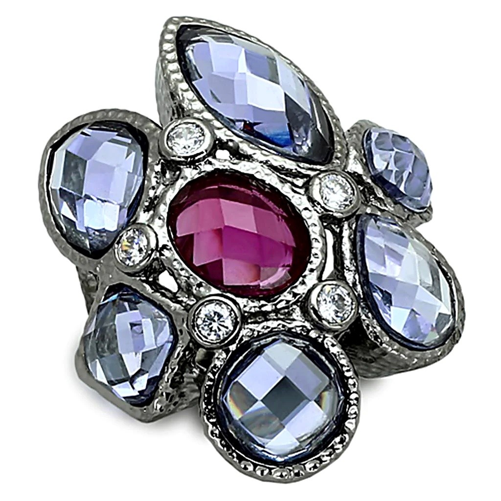 Women’s Ring, Multicolor CZ, Ruthenium Plated, Brass, cluster ring, cz ring