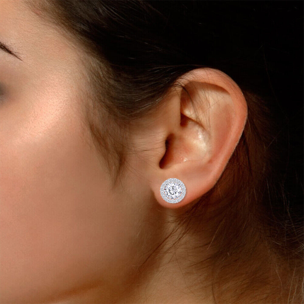 2/7Ct Lab Created Moissanite 11X11mm Jackets Stud Earrings in Sterling Silver