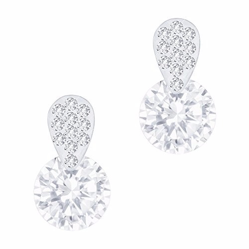 Orrous 18k Gold Plated Cubic Zirconia Accent Solitaire Drop Earrings 3.50 carats