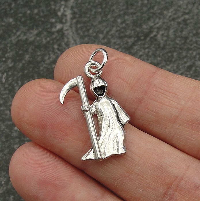Silver Grim Reaper Charm – Angel of Death Charm – Halloween Charm Jewelry