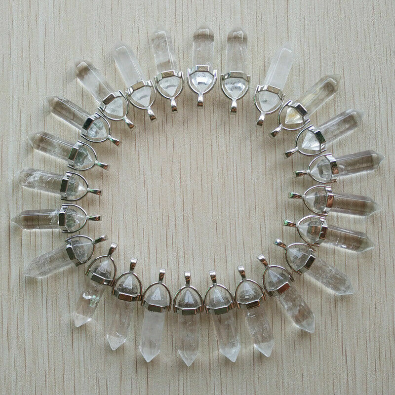 Wholesale 24pcs/lot Natural crystal quartz stone Point Chakra stone Pendants