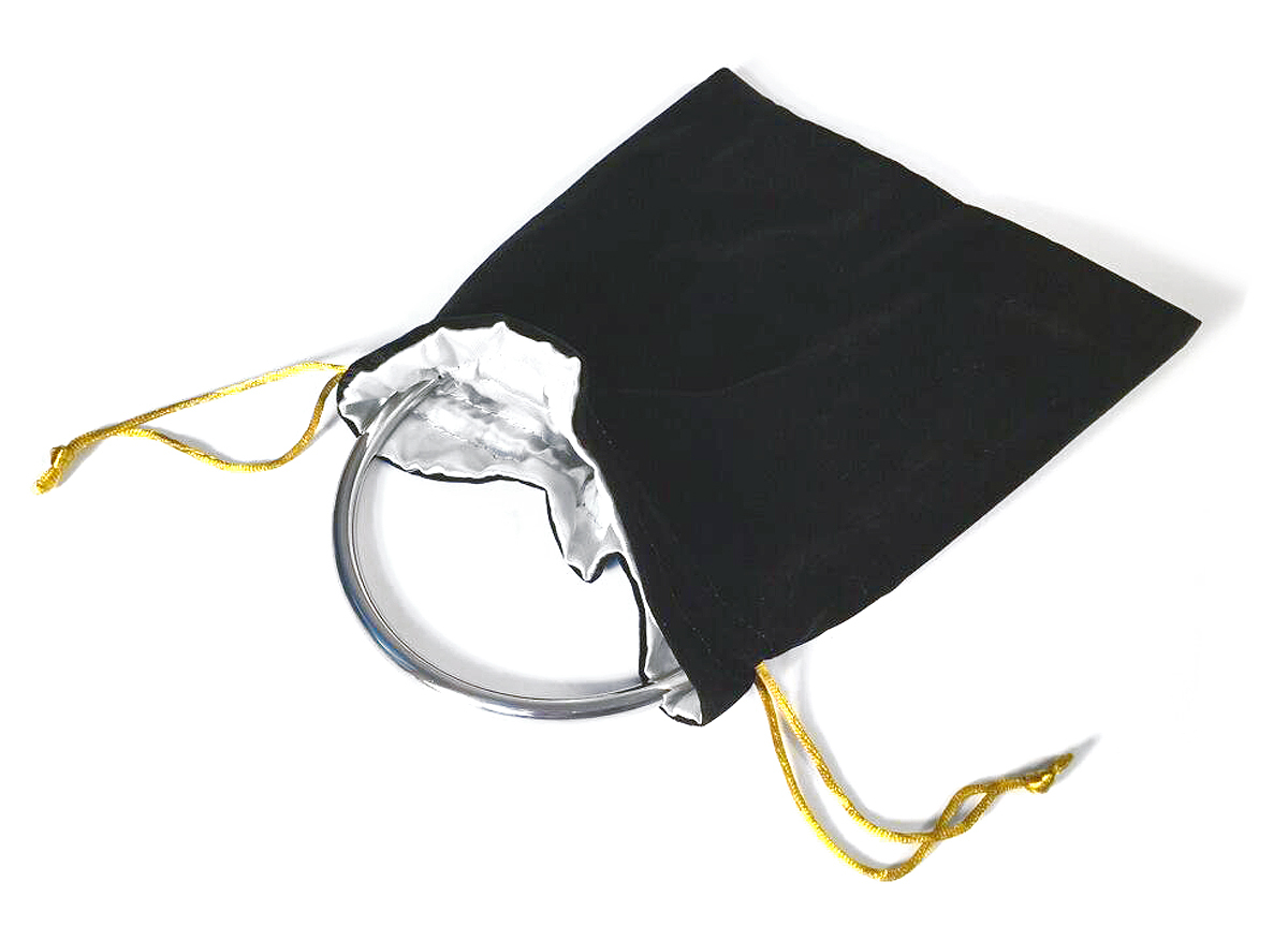 NEW Soft Black Velvet Drawstring Carry Gift Bag w/ Silky Silver Lining 6.5″ x 8″