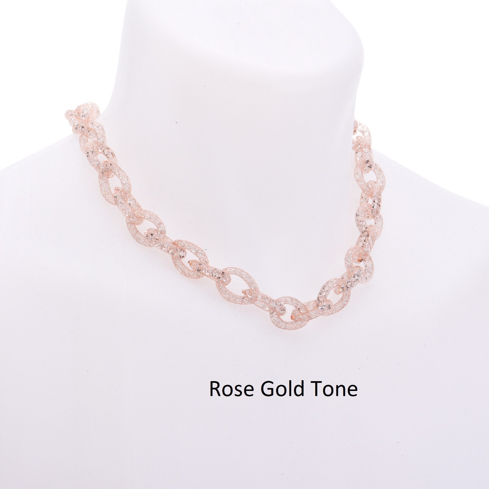 Rhinestone Link Chain Necklace & Earring Set Women’s Statement Jewelry STN 16