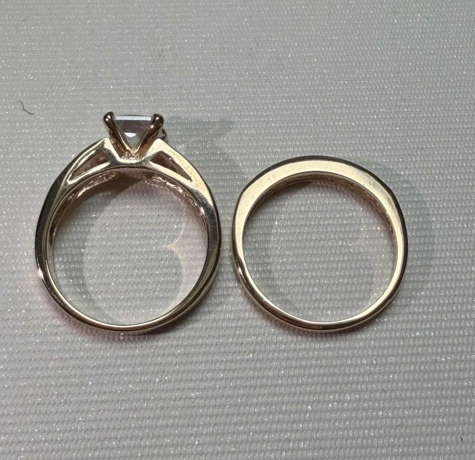 Gold Plated Silver 925 Cubic Zirconia Bridal Set Ring Size S
