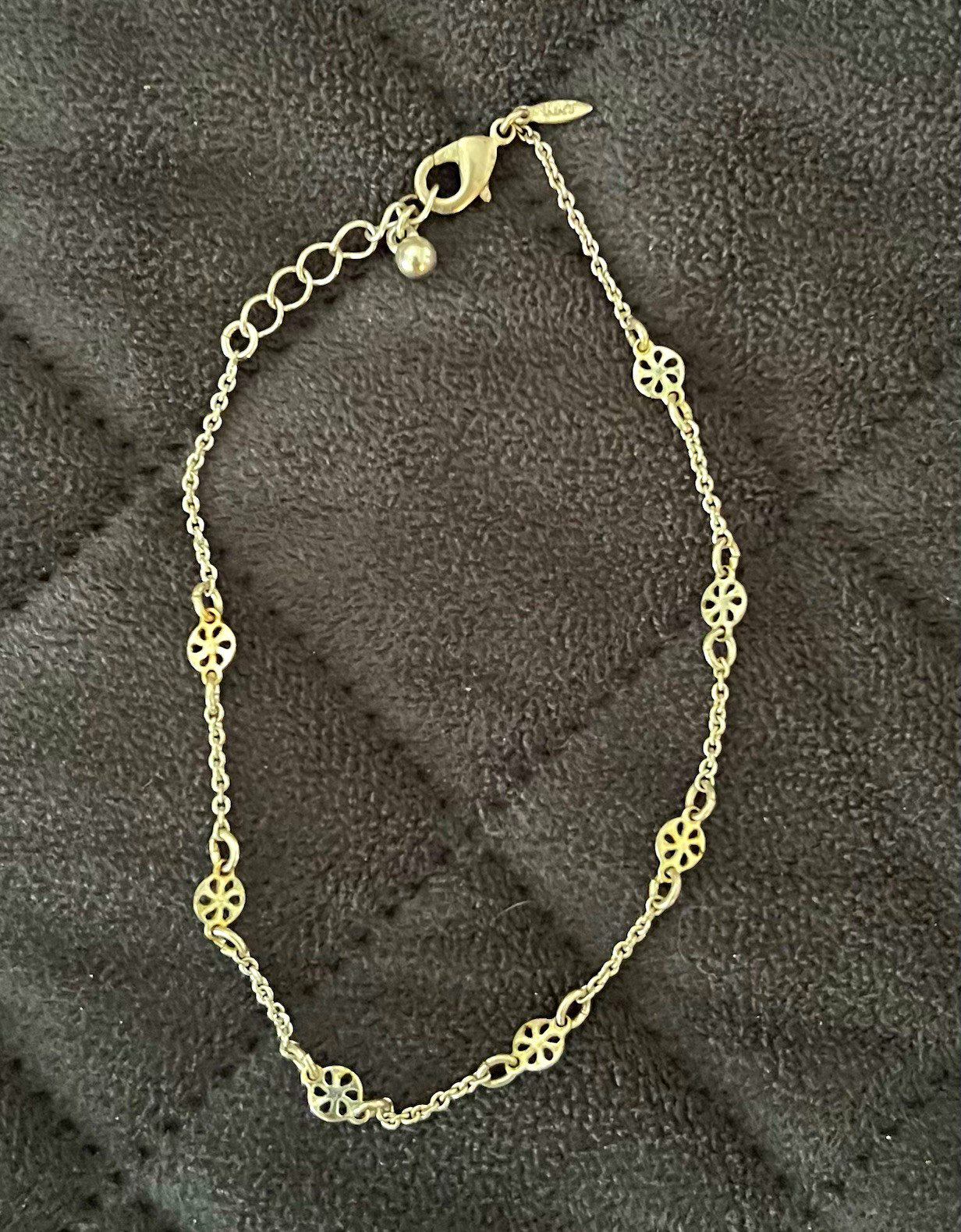 Silver Cable Chain Anklet Round Circle Charm Links Adjustable Lobster Clasp