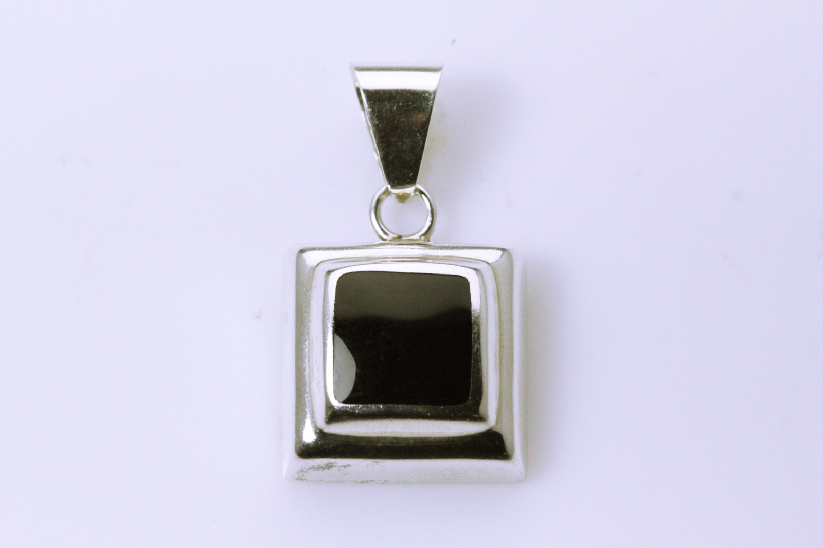 MEXICO 925 Sterling Silver Square Black Stone Pendant 14.1 Grams (PEN7677)