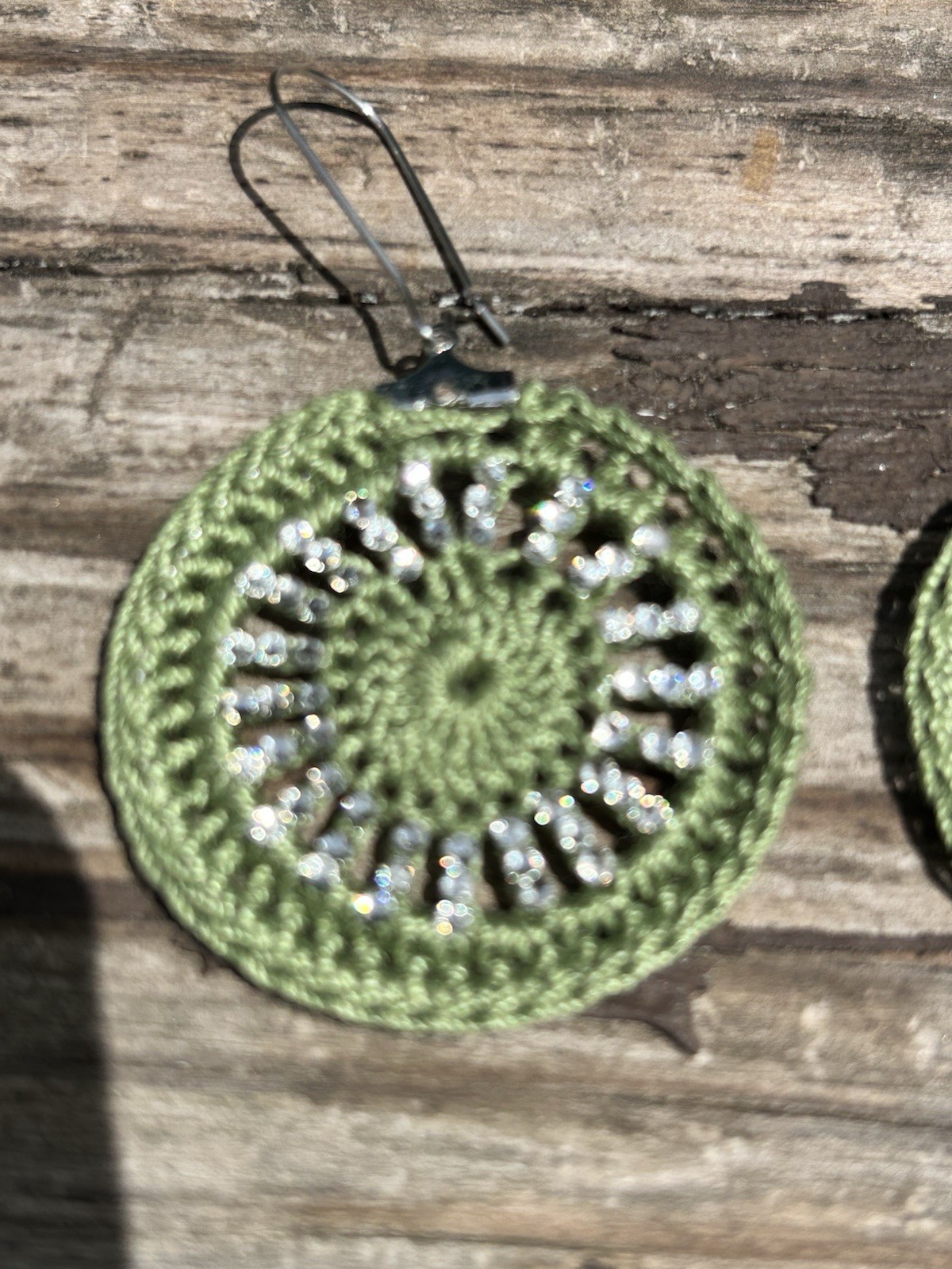 Icy Boho Earrings New Surgical Steel Ear Wire In Olive Green