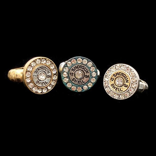 Adjustable Shotgun Shell Rhinestone Cocktail Ring. Each Sold Separately