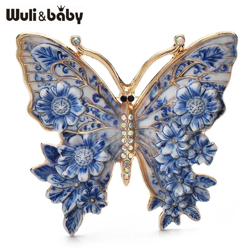 Beautiful Vintage Big Flower Butterfly Insect Brooch 5 Color Wuli&baby For Women