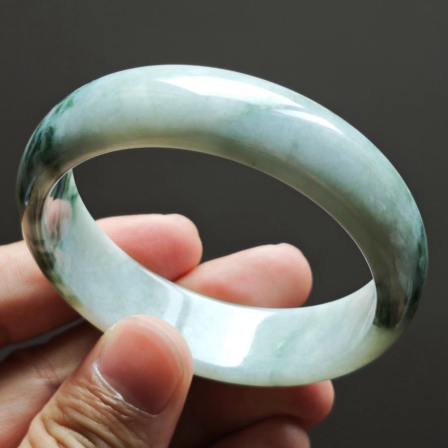 59mm Certification Grade A Green Burma Natural Jadeite Jade Bracelet Bangle 8647