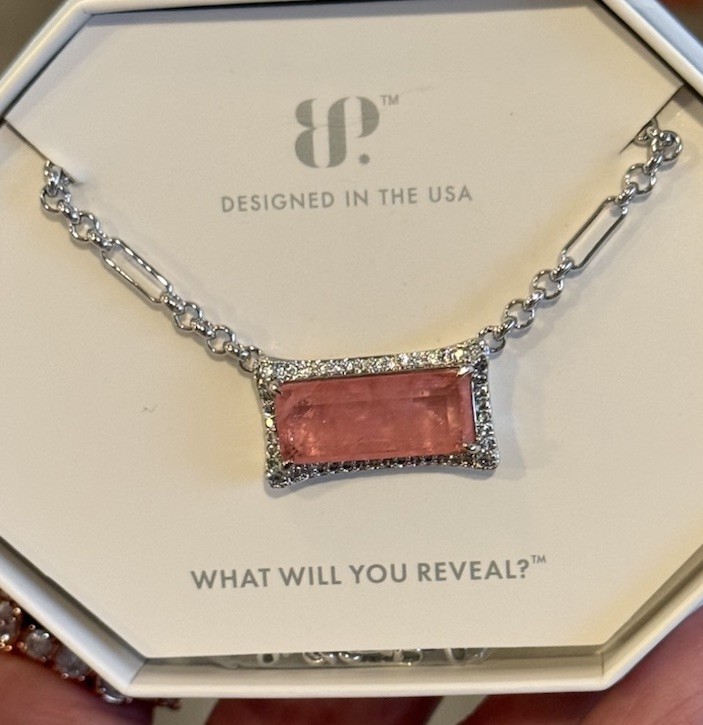 Bomb Party BP Darling Your the Moment, NK23005, Rose Quartz on Rhodium Plating