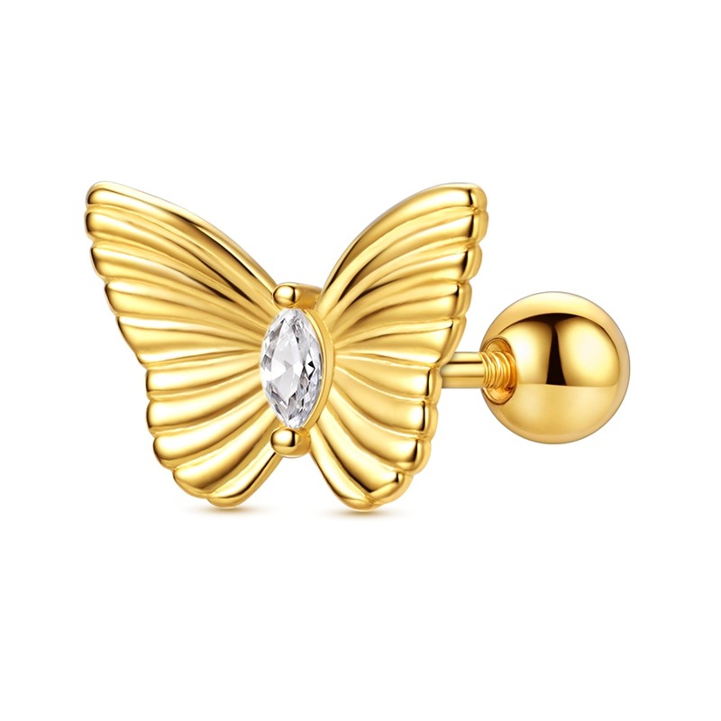 MULA 1 Piece 925 Sterling Silver Golden Single Stud Earrings CZ Women Jewelry