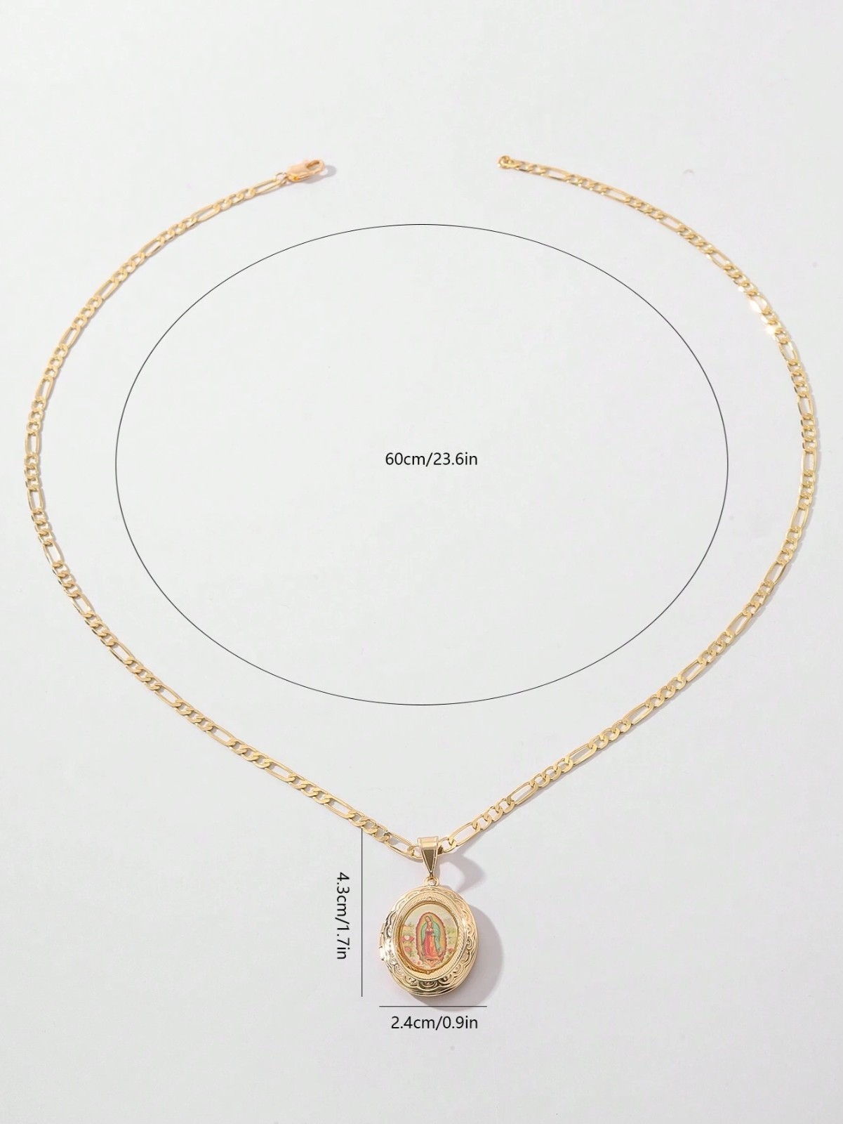 Our Lady of Guadalupe Virgin Mary Locket Necklace Gold Plated Stainless Steel