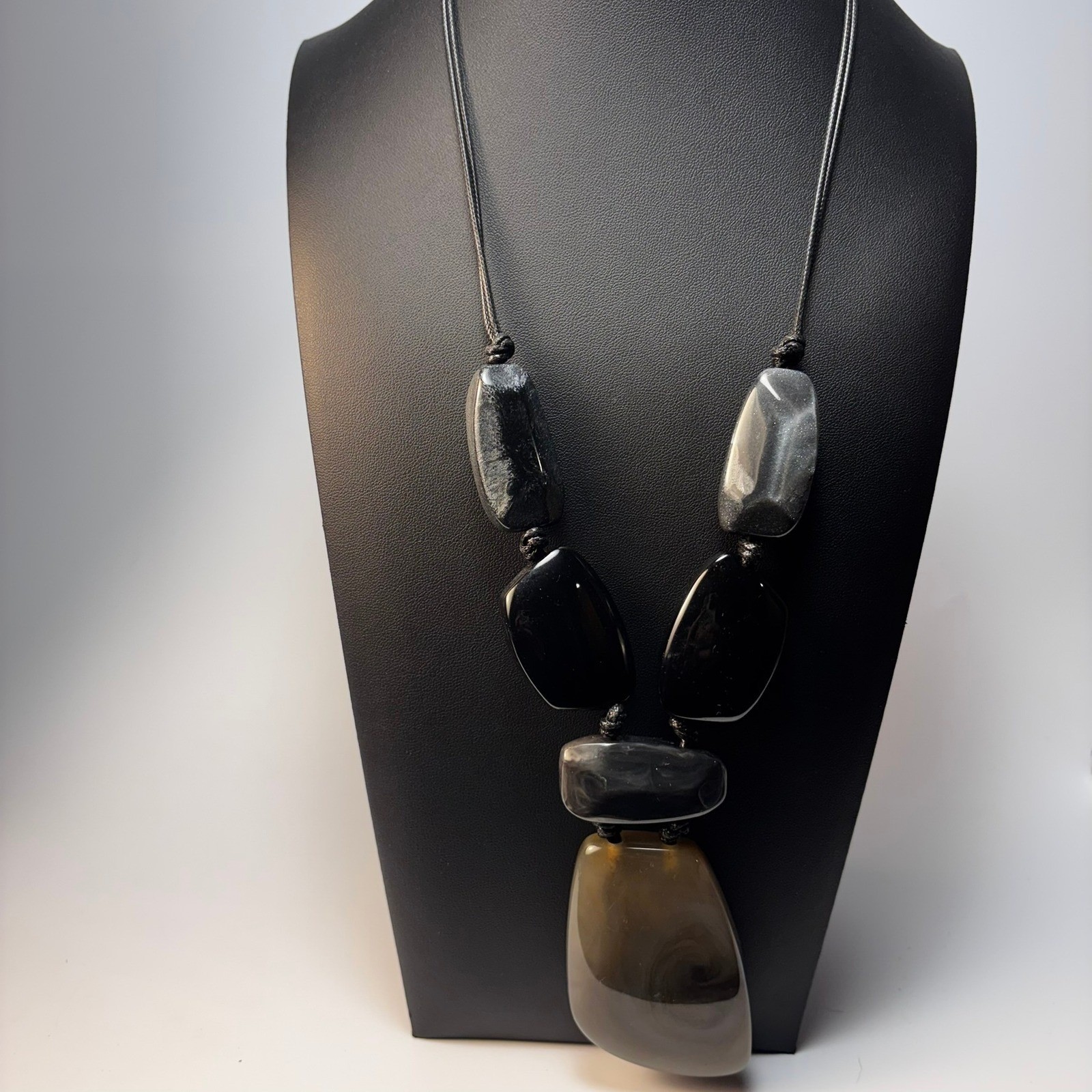 Enormous Acrylic Necklace Art Piece Huge Stones Adjustable Cord