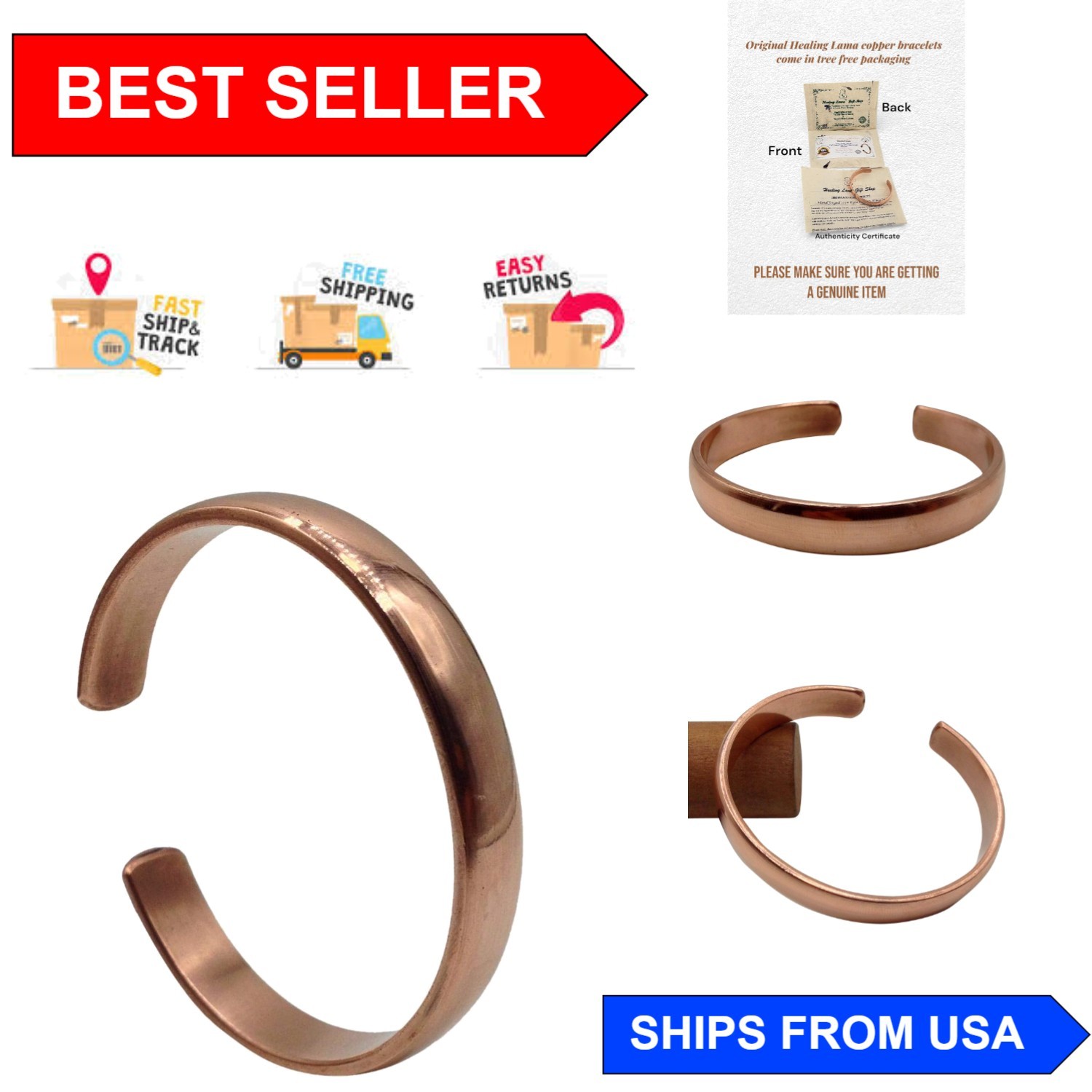 Customizable Hand Forged Copper Bracelet – High Gauge and Lead-Free (6-10 In.)