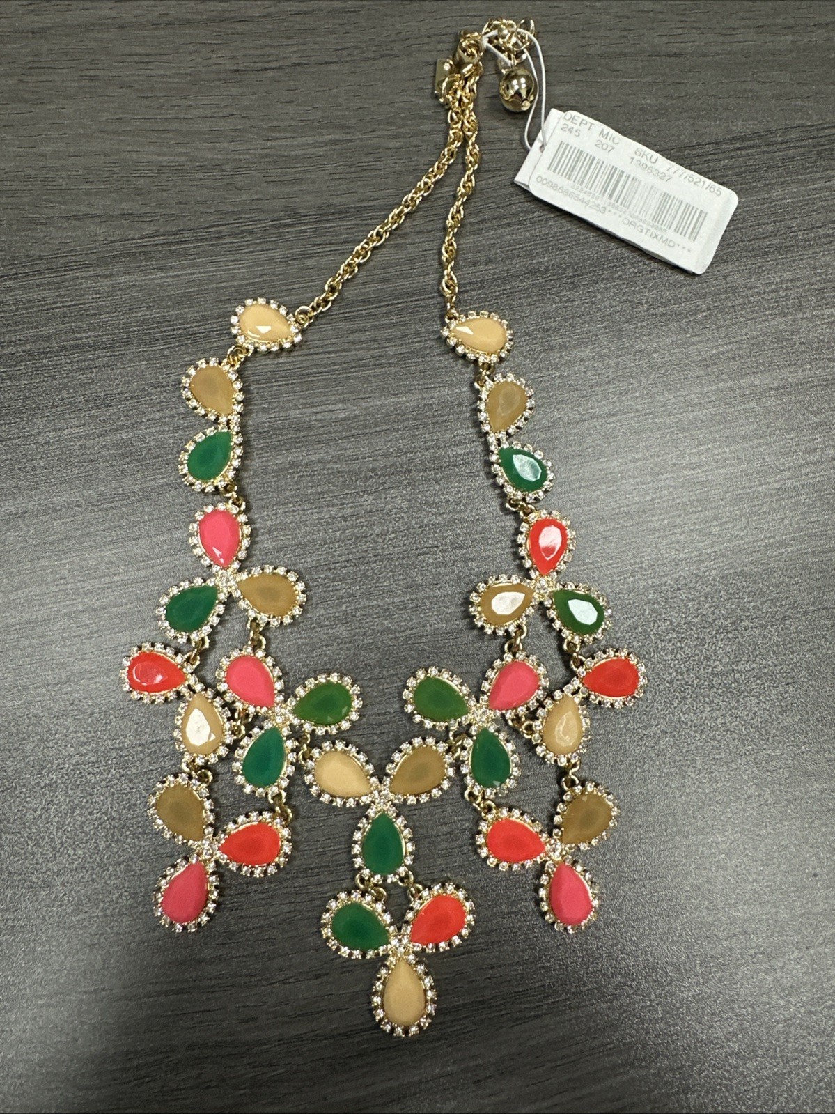 Kate Spade Blush Balloon Bouquet Necklace pink halo crystal green NEW