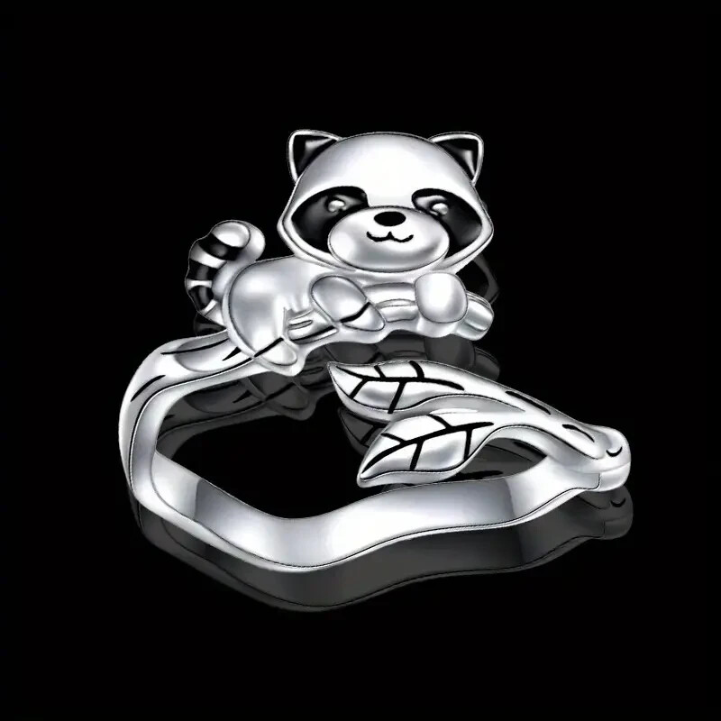 Raccoon Animal Design Silver Toned Hand Jewelry For Women Girls Adjustable New