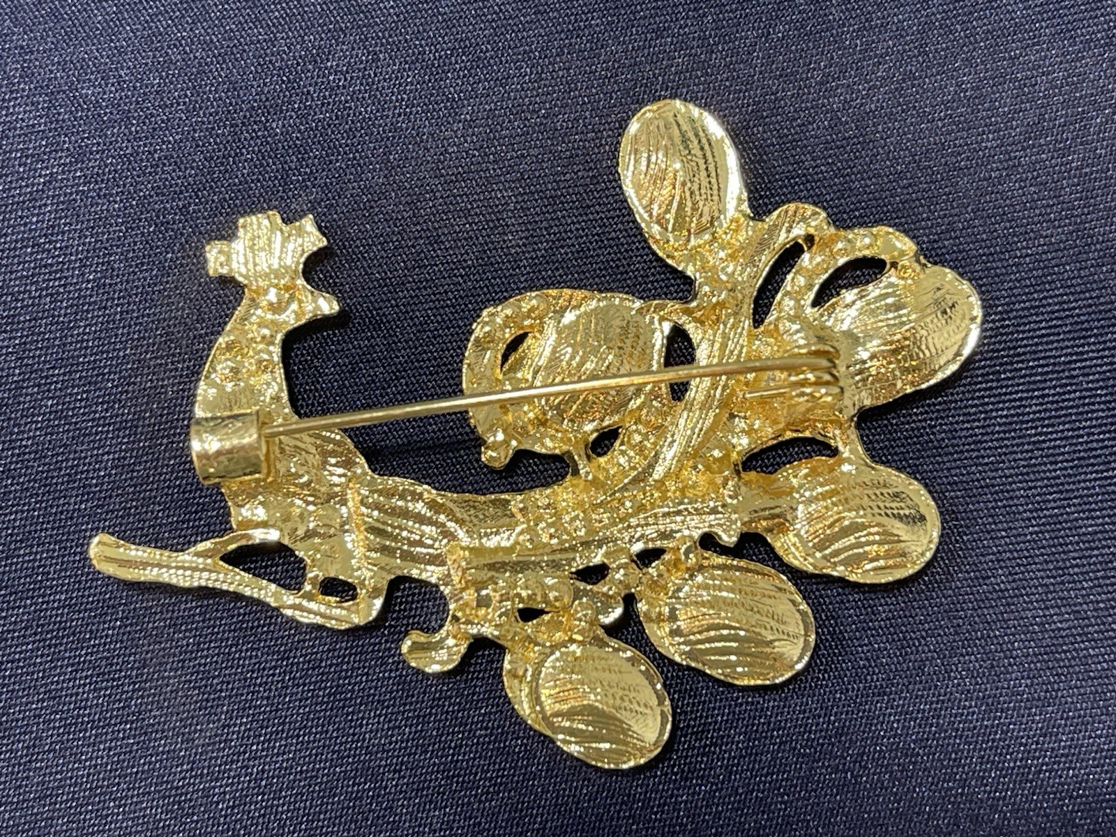 NWOT Peacock Brooch Pin Blue Rhinestone Glass Enamel Gold Tone Costume Jewelry