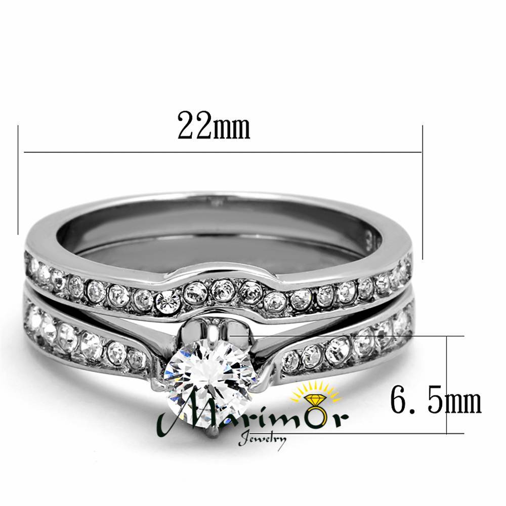 .75 Ct Cubic Zirconia Stainless Steel 316 Wedding Ring Set Women’s Size 5-10