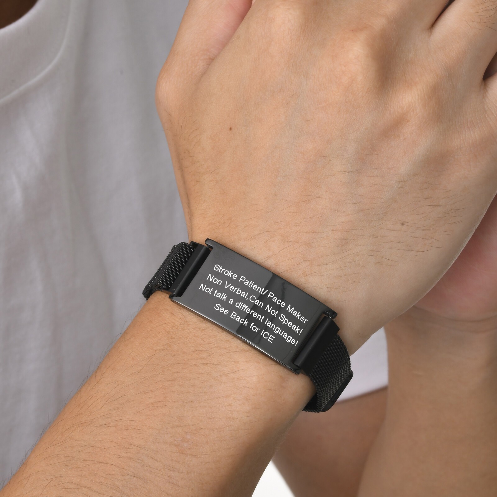 Personalized Medical Alert ID Bracelet Wristband Custom Engrave Emergency Bangle