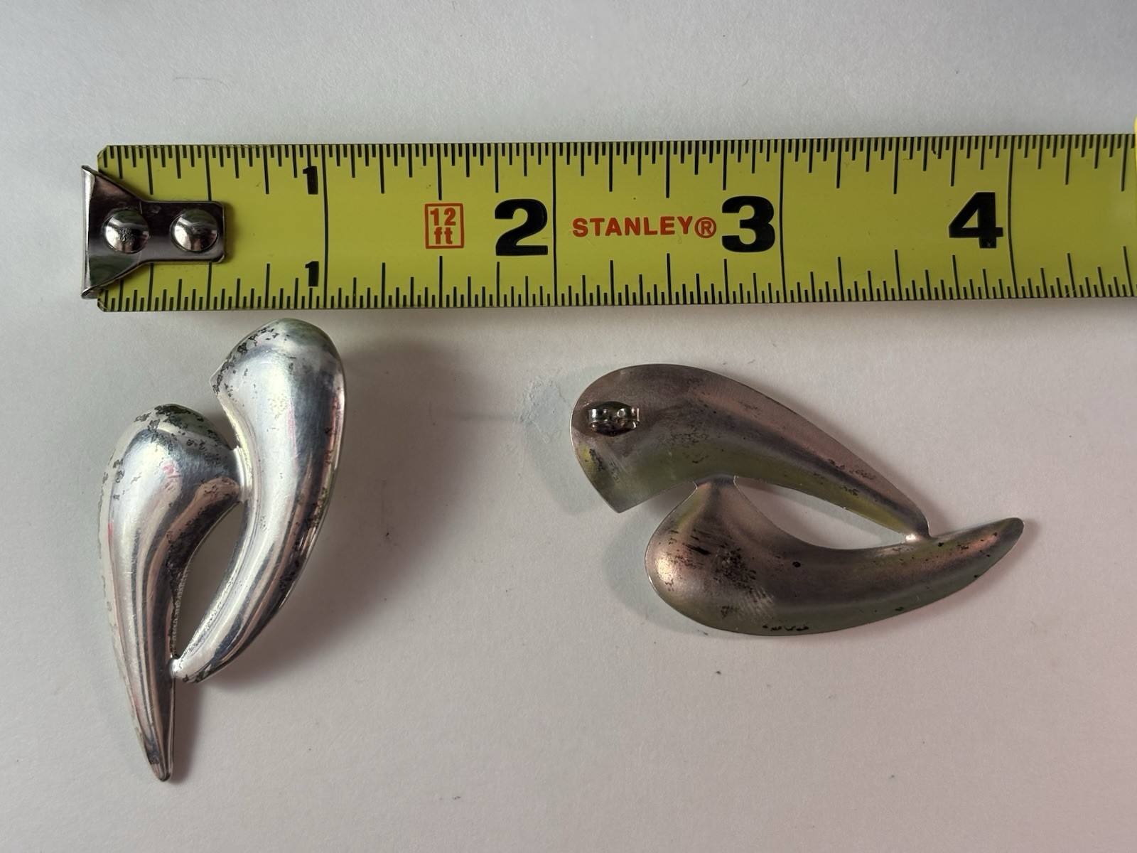 Vintage Taxco Mexico 925 Sterling Silver Modernist Sculptural Stud Earrings 15g
