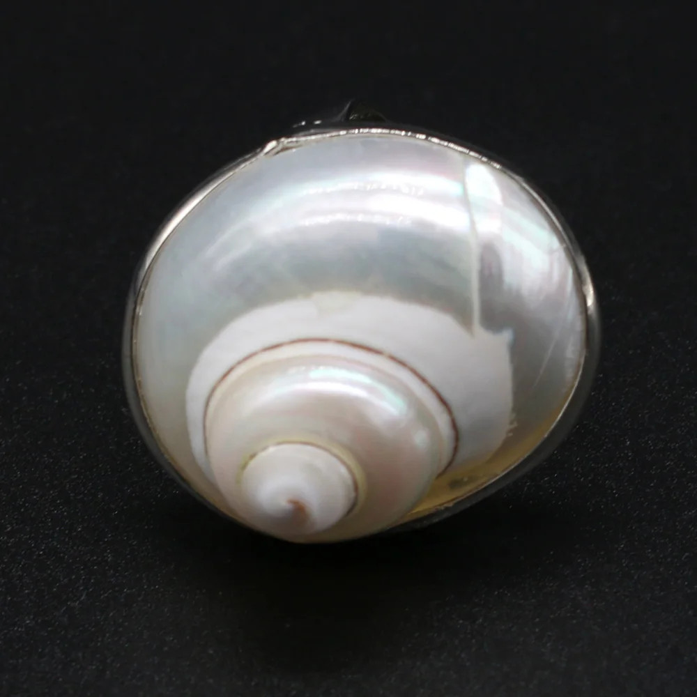 Natural Stone Shell Ring Adjustable Snail Shaped Gossip Unisex For Love Romantic