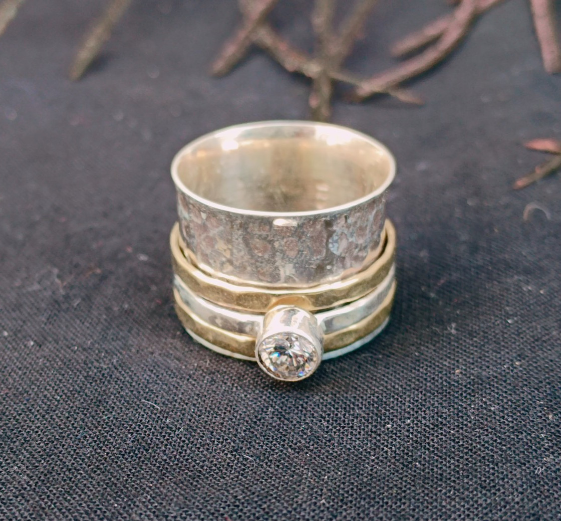 Crystal Quartz Spinner Ring 925 Sterling Silver Spinner Ring Handmade Ring B404