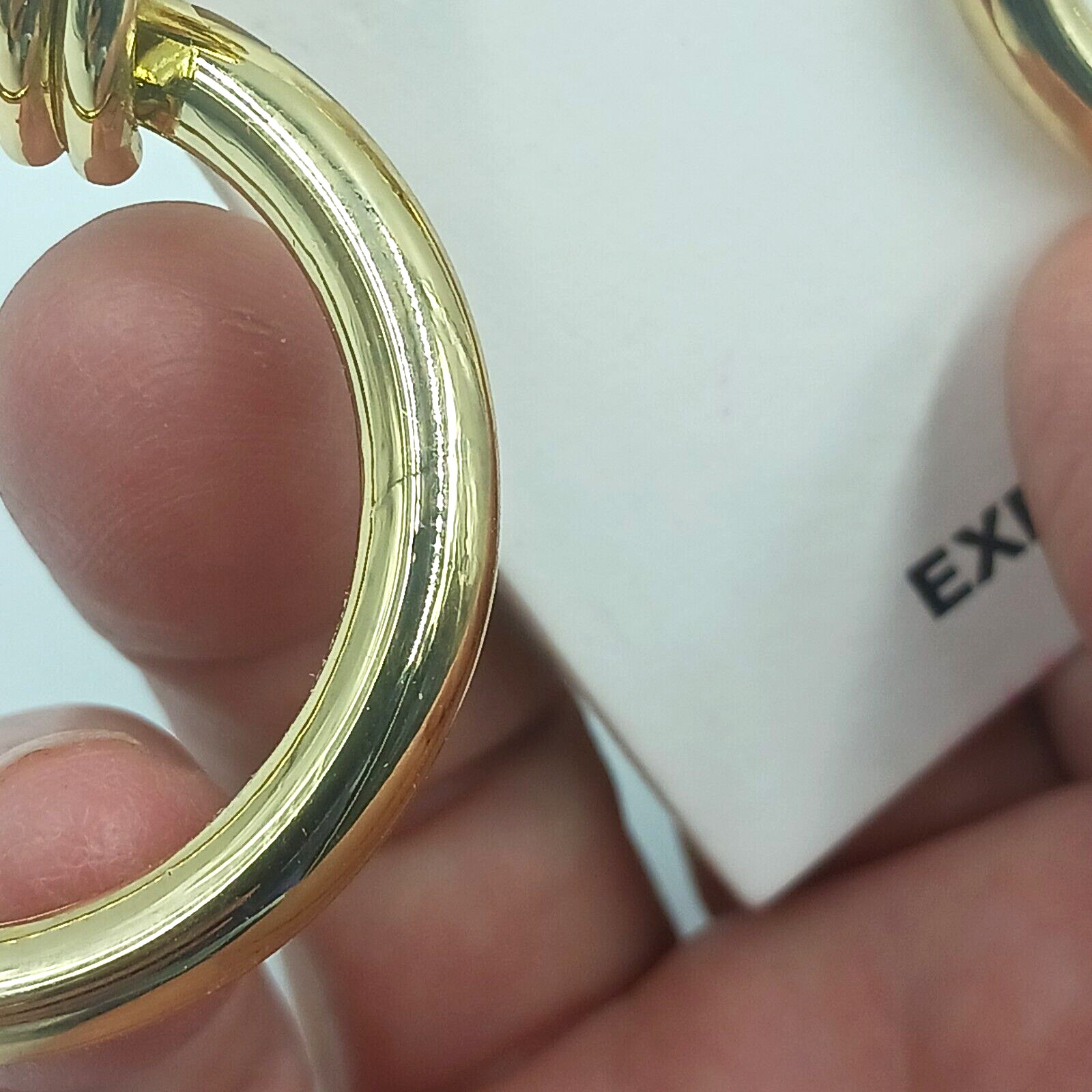 Express 1 5/8″ Thick Dangle Hoop Push Back Pierced Earrings Gold Tone Shiny New