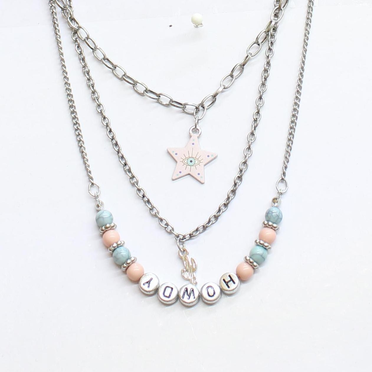 Avenue Howdy Cactus Star Necklaces Silver Gray Multi 17″ + 3″ 18″ + 4″ 16″ + 3″