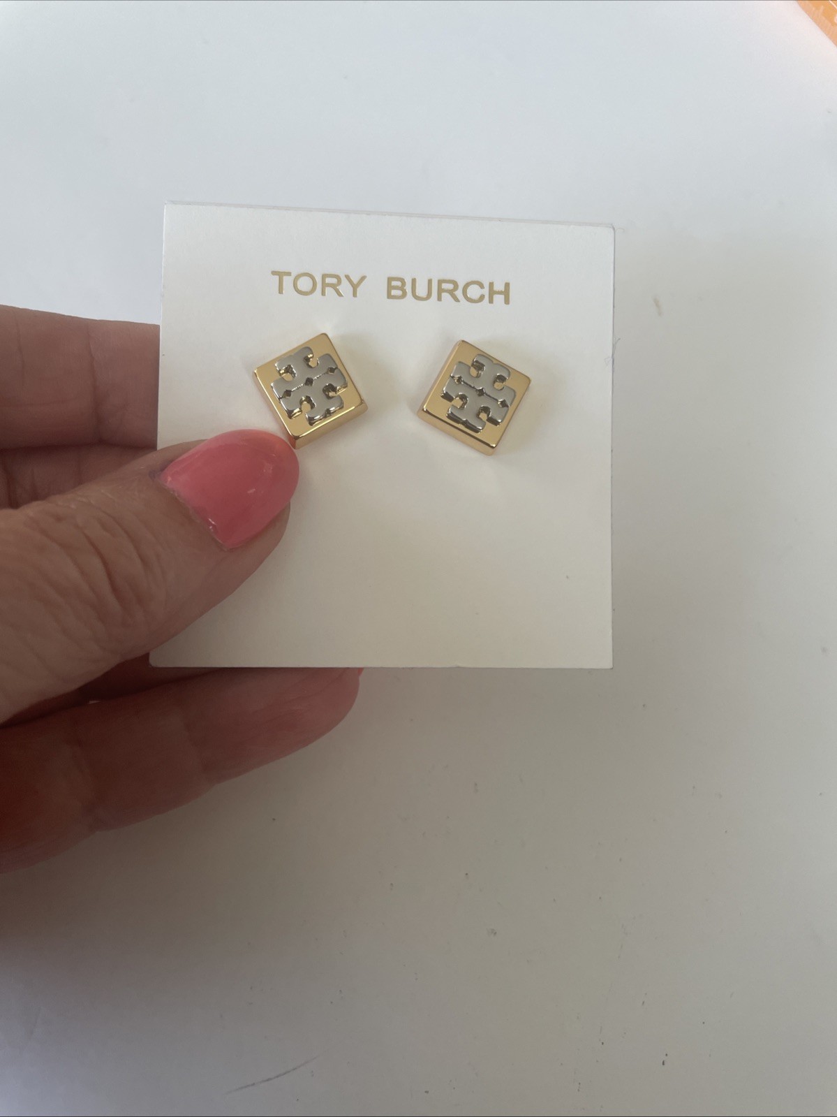 Tory Burch Block-T Logo Stud Earrings