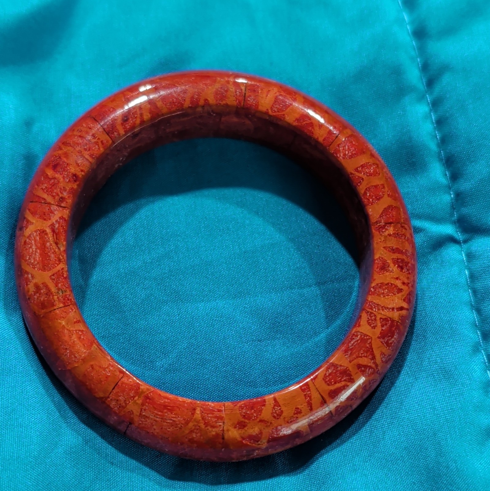 Lot of 2 Antique Butterscotch Bakelite And Red Apple Coral Slip-On Bangle