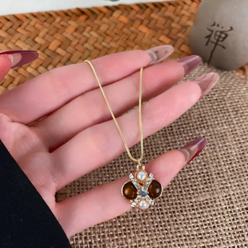 Classy Pave CZ Cabochon Pendant Necklace For Women