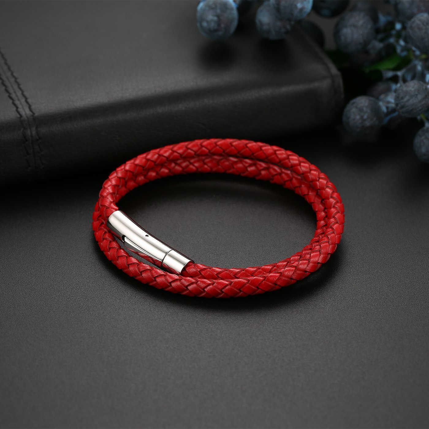 Men Women Multi-layer Braided Leather Bracelet Cuff Wristband Magnetic Clasp
