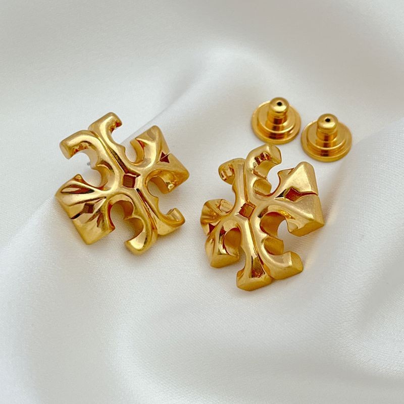 Tory Burch Logo Stud Earrings ✨ Signature Gold Tone Classic