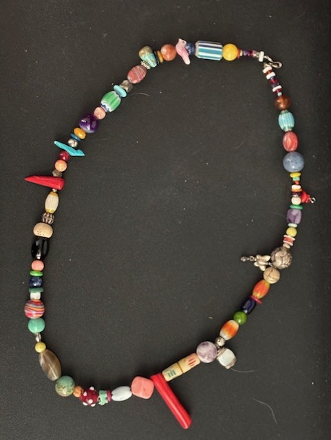 Multicolor Beaded Necklace Mixed Materials Hand-Crafted Unique Native American