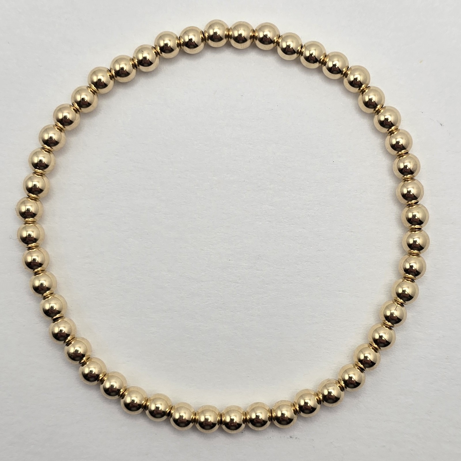 6.25″ 14KT Gold-Filled Classic 4mm Bead Stretch Bracelet BRAND NEW