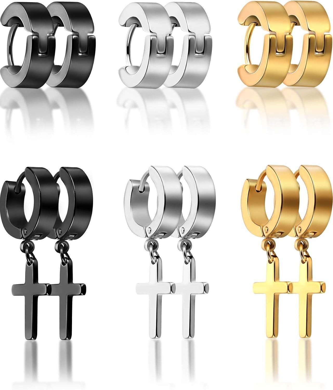 6 Pairs Lightweight Cross Hoop Dangle Earrings – Perfect Gift for All Occasions
